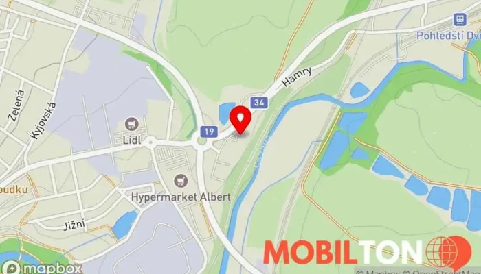 mapa KFC Havlíčkův Brod DT Rychlé občerstvení v Žižkova