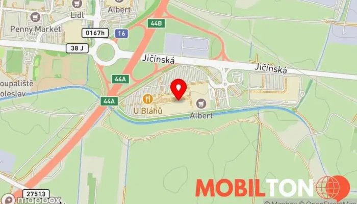 mapa KFC Mladá Boleslav Olympia Restaurace, Snídaňová restaurace, Kuřecí speciality, Restaurace specializovaná na kuřecí křidélka, Rychlé občerstvení v Jičínská 1350/III
