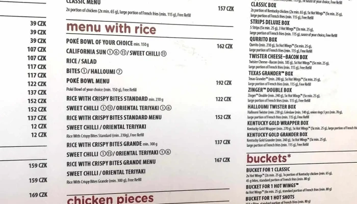 Kfc Praha Evropska Dt Menu - Praha 6