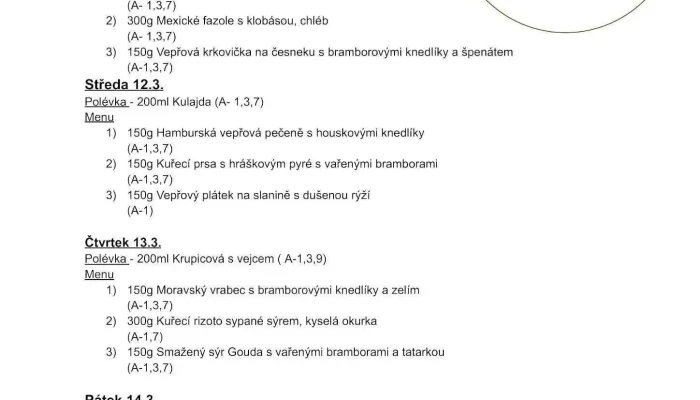 Knedlikove Okenko Restaurace Sokolovna Menu - Mírové Nám. 77