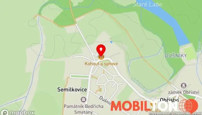 mapa Kohout a synové - řeznictví, jídelna Restaurace, Řeznictví v Obříství