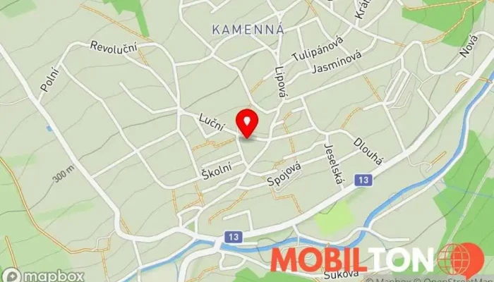 mapa Kotelna Pizzerie, Rychlé občerstvení, Restaurace, Restaurace se západními jídly v Kamenná