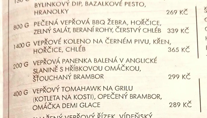 Kozlovna Barborsky Dvur Menu - Vnitřní Město