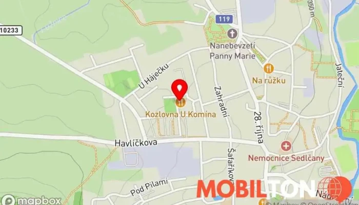 mapa Kozlovna U Komína Restaurace v Na Severním sídlišti I