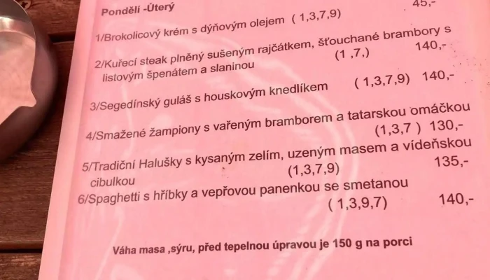 Krusovicka Restaurace Menu - Podmokly