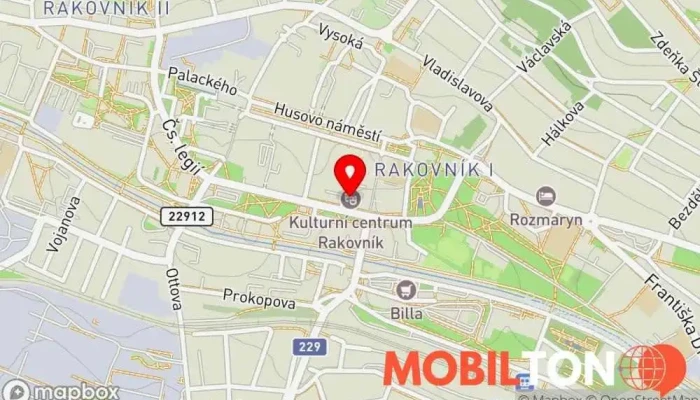mapa Kulturní centrum Rakovník Kulturní centrum v Na Sekyře 2377