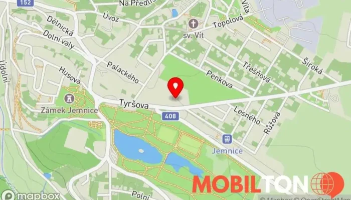 mapa Kuželna & Bar Jemnice Bar v Tyršova 624
