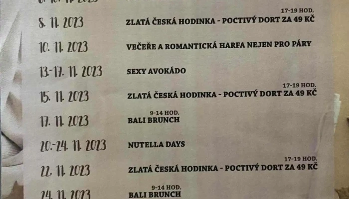 La Divinita Coffee Bistro Menu - Třída Tomáše Garrigue Masaryka 840
