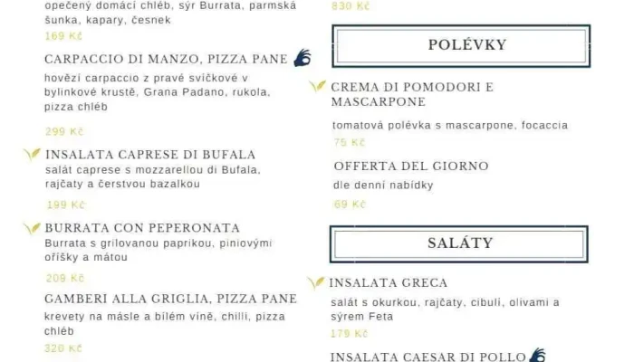 La Farina Ristorante Pizzeria Menu - Kouřimská 9b