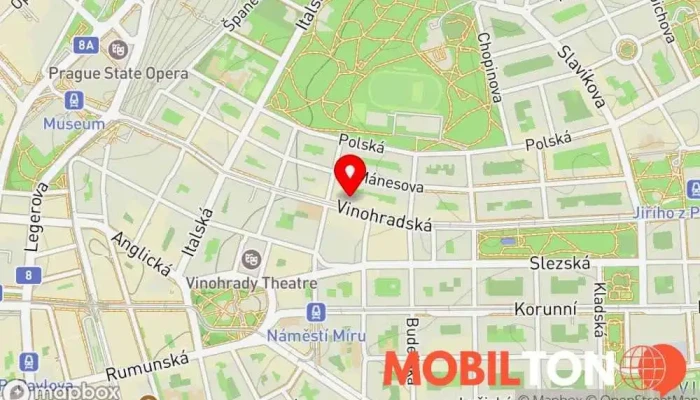 mapa Levitate Zážitková restaurace v Vinohrady