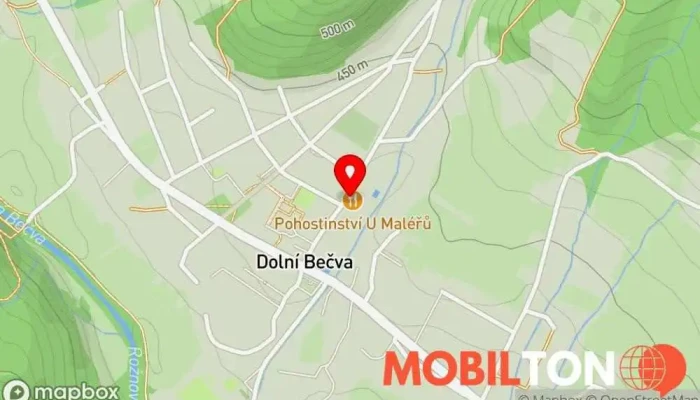 mapa Levné ubytování Rožnov pod Radhoštěm a okolí Restaurace, Bar, Hotel v Dolní Bečva
