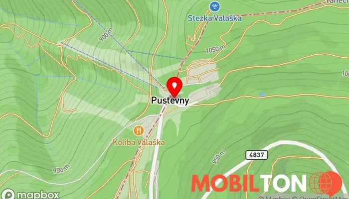 mapa Libušín Restaurace, Oblast pro pěší turistiku v Prostřední Bečva