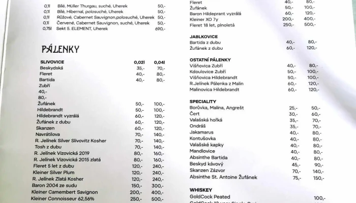 Libusin Menu - Prostřední Bečva