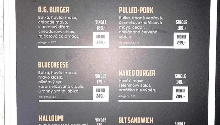 Long Street -  Menu - Palackého Tř. 1138/68