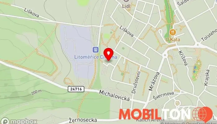 mapa Luna Litoměřice Diskotéka, Pivní zahrádka, Bowling / Kuželky, Restaurace v Stránského 1909