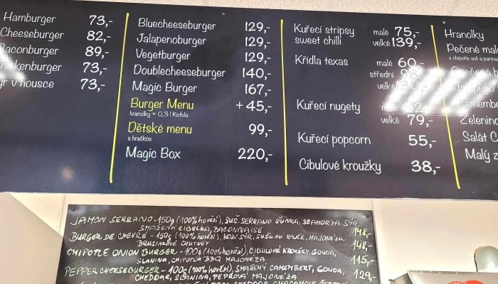 Magic Burger -  Menu - Mírové Nám. 37