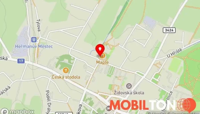 mapa Maple Restaurant Restaurace, Prodej piv, Cukrárna, Koktejlový bar, Česká restaurace, Bezlepková restaurace, Prodej zmrzliny, Vegetariánská restaurace, Vinárna v Jiráskova 533