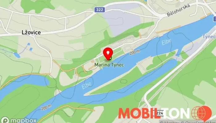 mapa Marina - Lodě a karavany s.r.o. Týnec nad Labem Holiday park, Rekreační středisko v Bělohorská 645