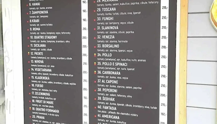 Maxi Pizza -  Menu - Kročehlavy