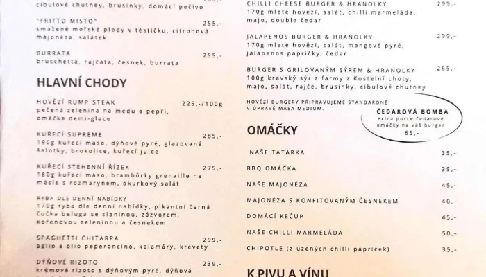 Meetnice -  Menu - Poděbrady I