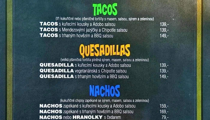 Mexicky Vokno Menu - 1 Kladno 1 Cz, Nám. Edvarda Beneše 1467