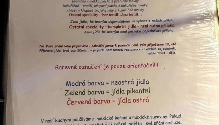 Mexico Pueblo -  Menu - Dělnická 35