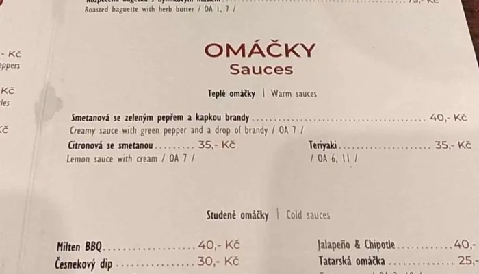 Milten Restaurant And Bar -  Menu - Mladá