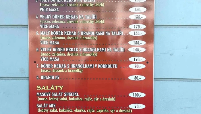 Miro Kebab -  Menu - Kolín Iv
