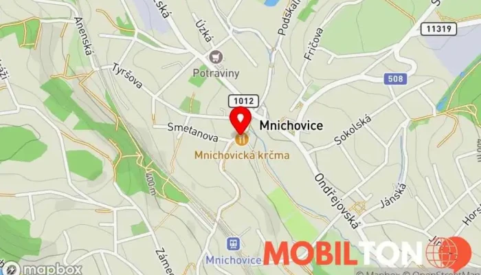 mapa Mnichovická krčma Restaurace, Pizzerie v Nádražní 25