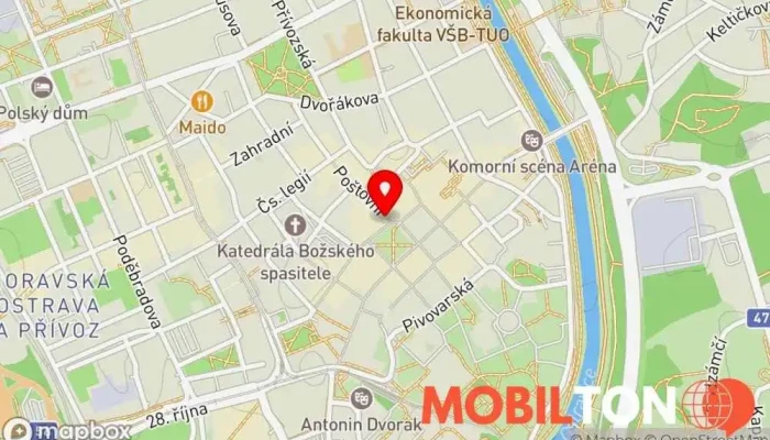 mapa Mobil Pohotovost Prodej mobilních telefonů, Opravna mobilních telefonů v Moravská Ostrava a Přívoz