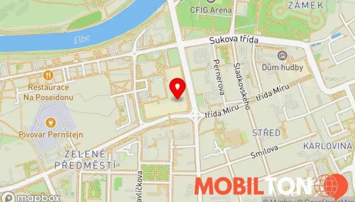 mapa Mobil Pohotovost Prodej mobilních telefonů, Opravna mobilních telefonů v Pardubice I