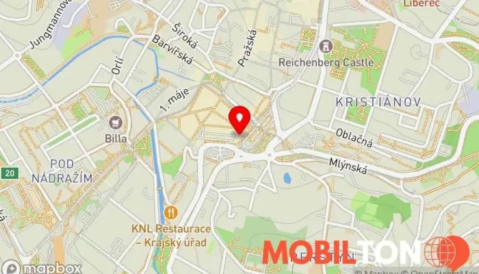 mapa Mobil Pohotovost Prodej mobilních telefonů, Opravna mobilních telefonů v Liberec-Perštýn