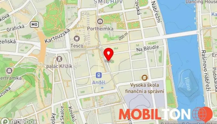mapa Mobil Pohotovost Prodej mobilních telefonů, Prodej elektroniky, Opravna mobilních telefonů v Praha 5-Smíchov