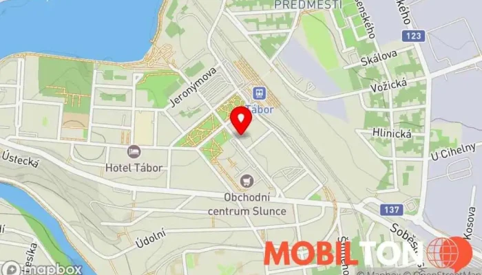 mapa Mobil Tábor Prodej mobilních telefonů, Opravna mobilních telefonů v Purkyňova 1085