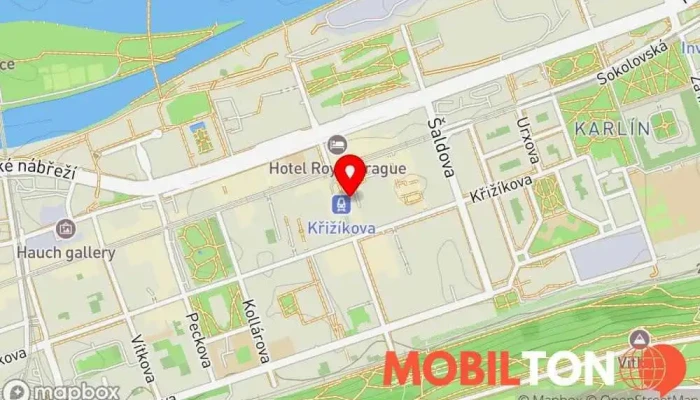 mapa Mobileko Opravna mobilních telefonů v Praha 8-Karlín