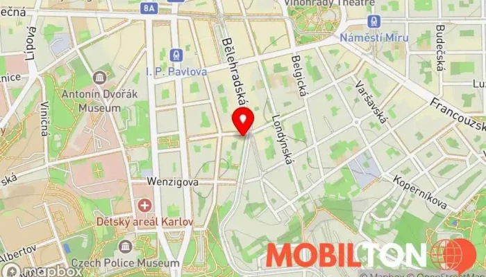 mapa Mobilní servis - Bělehradská 57 Opravna mobilních telefonů v Vinohrady