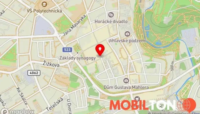 mapa Mobily Jihlava Prodej mobilních telefonů, Opravna mobilních telefonů v Matky Boží 1239/14