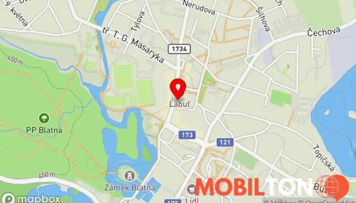 mapa Mobily od Aleše Prodej mobilních telefonů v tř. J. P. Koubka 43