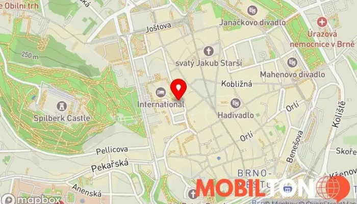 mapa mobily-servis.cz Opravna telefonů, Prodejna baterií, Prodejna příslušenství k mobilním telefonům, Opravy počítačů, Prodejna v Brno-střed