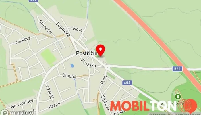 mapa Motorest pod Řípem Restaurace v Postřižín-Odolena Voda