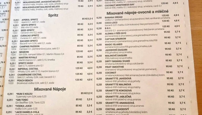 Na Formance -  Menu - Lidečko-horní Lideč