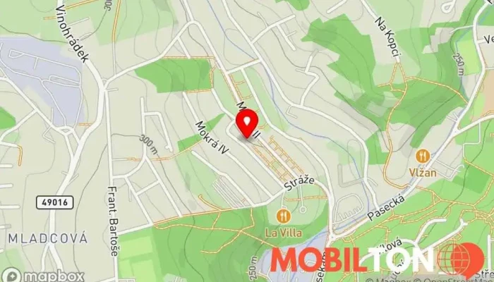 mapa Na Papuči Pizzerie v Mladcová