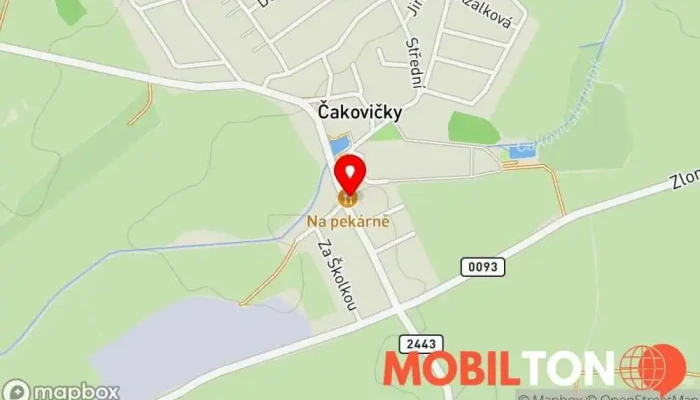 mapa Na Pekárně Restaurace v Čakovičky-Mratín