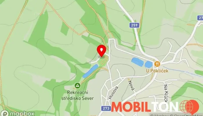 mapa Na Plovárně Mšeno Restaurace s malými jídly v Cinibulkova 372