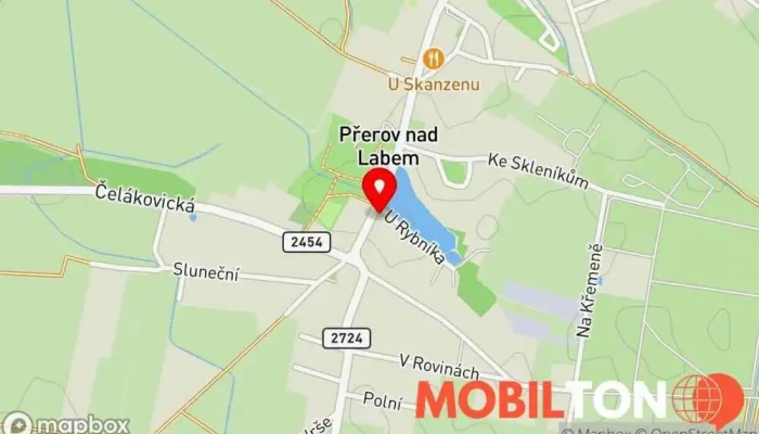 mapa Na Růžku Hostinec s ubytováním, Restaurace v Přerov nad Labem