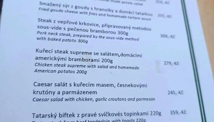 Na Stare Kovarne Menu - Českolipská 17