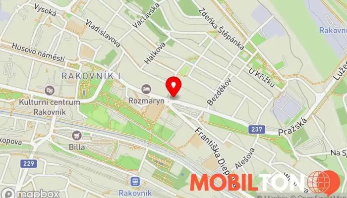 mapa Na Střelnici Hospoda v Rakovník II