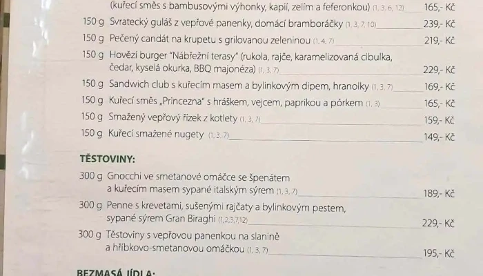 Nabrezni Terasy Restaurace A Penzion Menu - Nábřežní Ulice, Havlíčkovo Nám. 254/7
