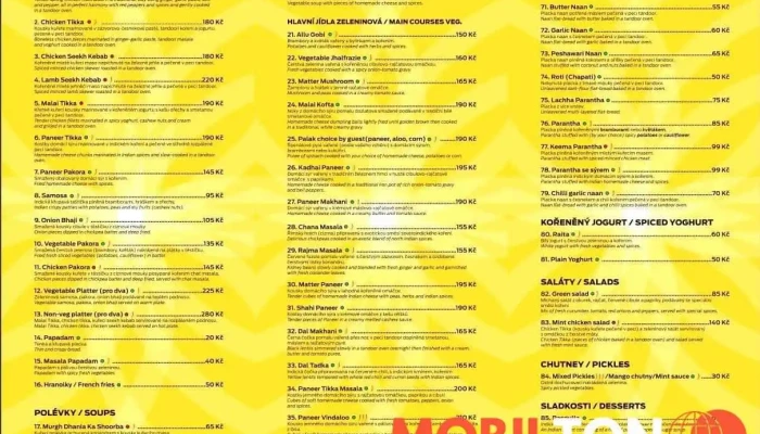 Namastey India Slany Menu - Soukenická 187