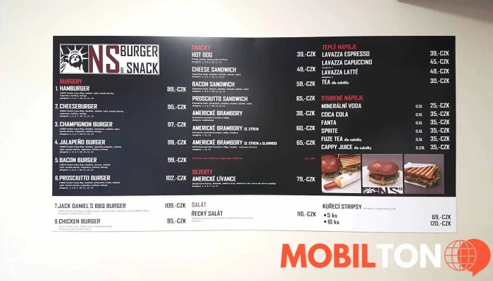 Ns Burger -  Menu - J. Švermy 2